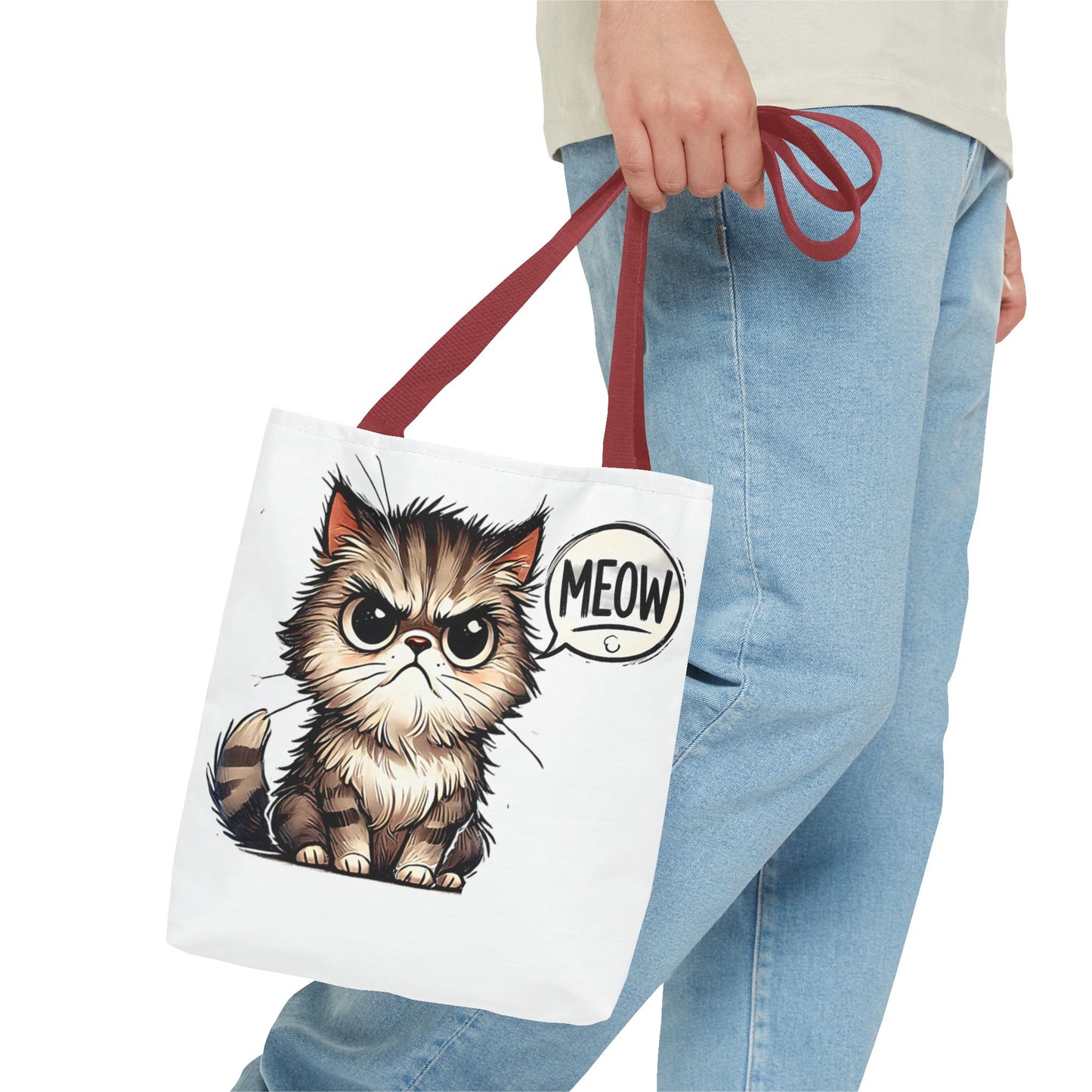 Adorable Cat Print Tote Bag - 'Meow' Design for Cat Lovers