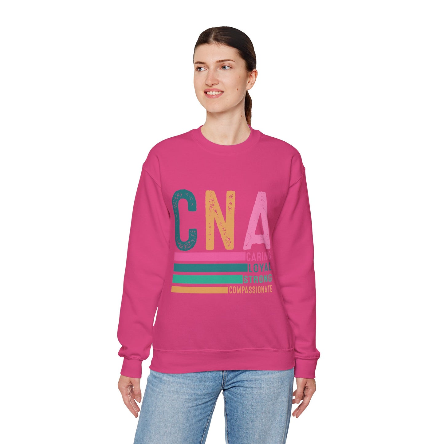 CNA Pride Crewneck Sweatshirt | Caring, Loyal, Strong & Compassionate