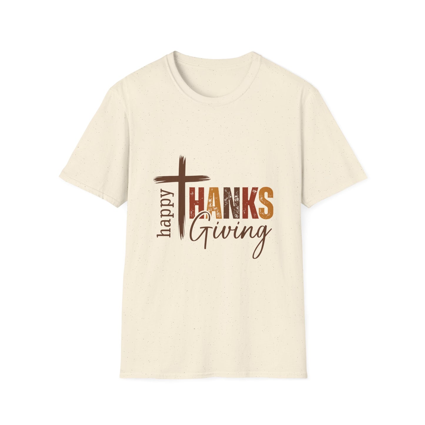Thanksgiving Cross T‑Shirt — "Happy Thanksgiving" Faithful Fall Tee