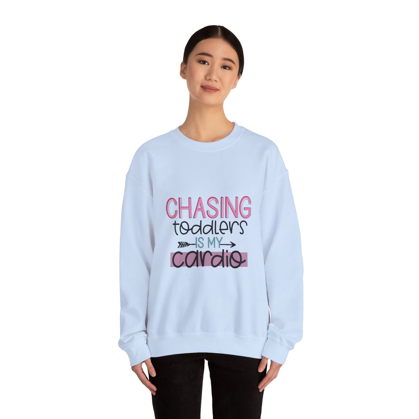Chasing Toddlers Crewneck Sweatshirt | Funny Parenthood Apparel