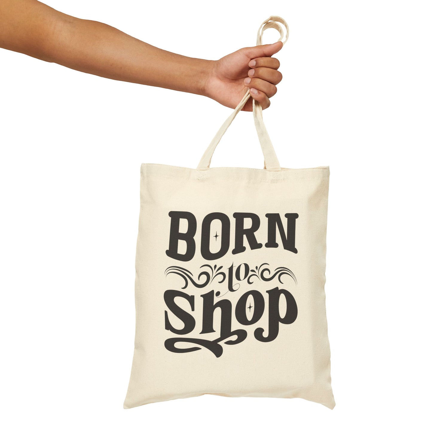 Born to Shop Cotton Canvas Tote Bag - Stylish Eco-Friendly Shopper