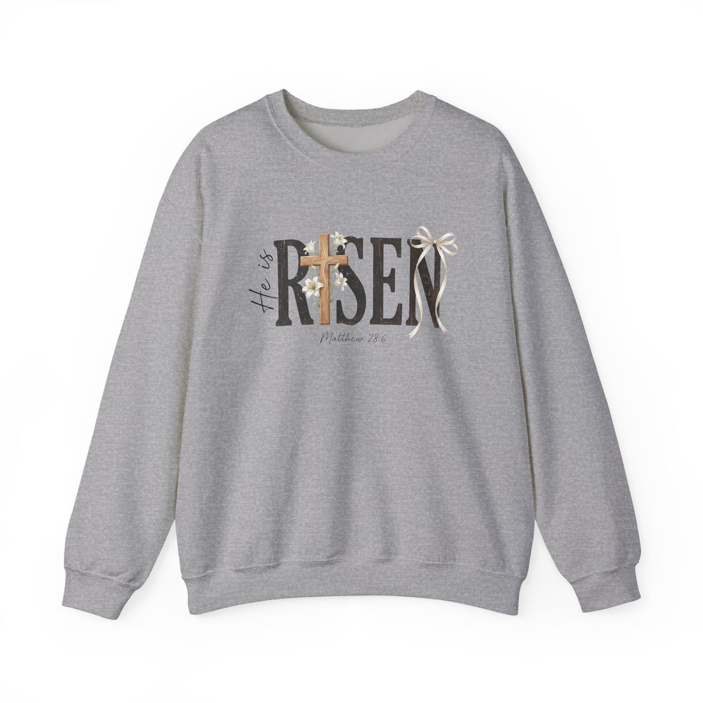 He Is Risen Crewneck Sweatshirt — Christian Easter Pullover