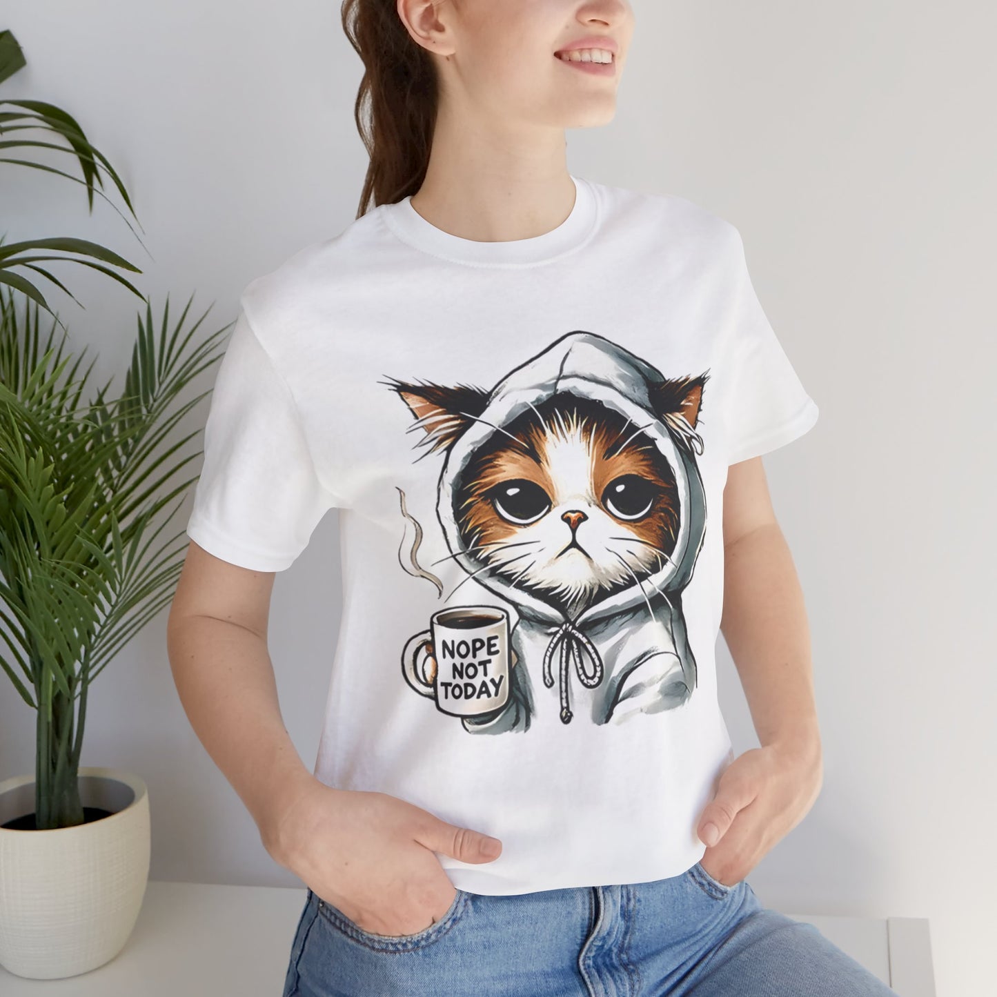 Funny Cat 'Nope Not Today' Unisex Tee – Casual Graphic Shirt for Cat Lovers