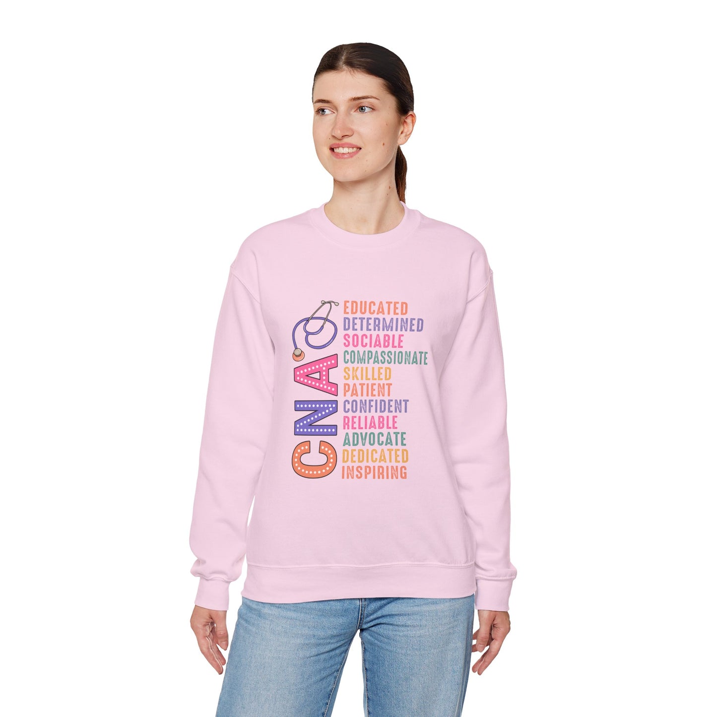 CNA Pride Crewneck Sweatshirt - Empowering Words for Caring Professionals