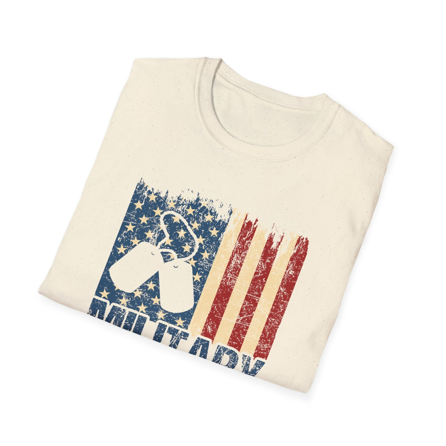 Military Mom T-Shirt – Distressed American Flag & Dog Tag Patriotic Tee