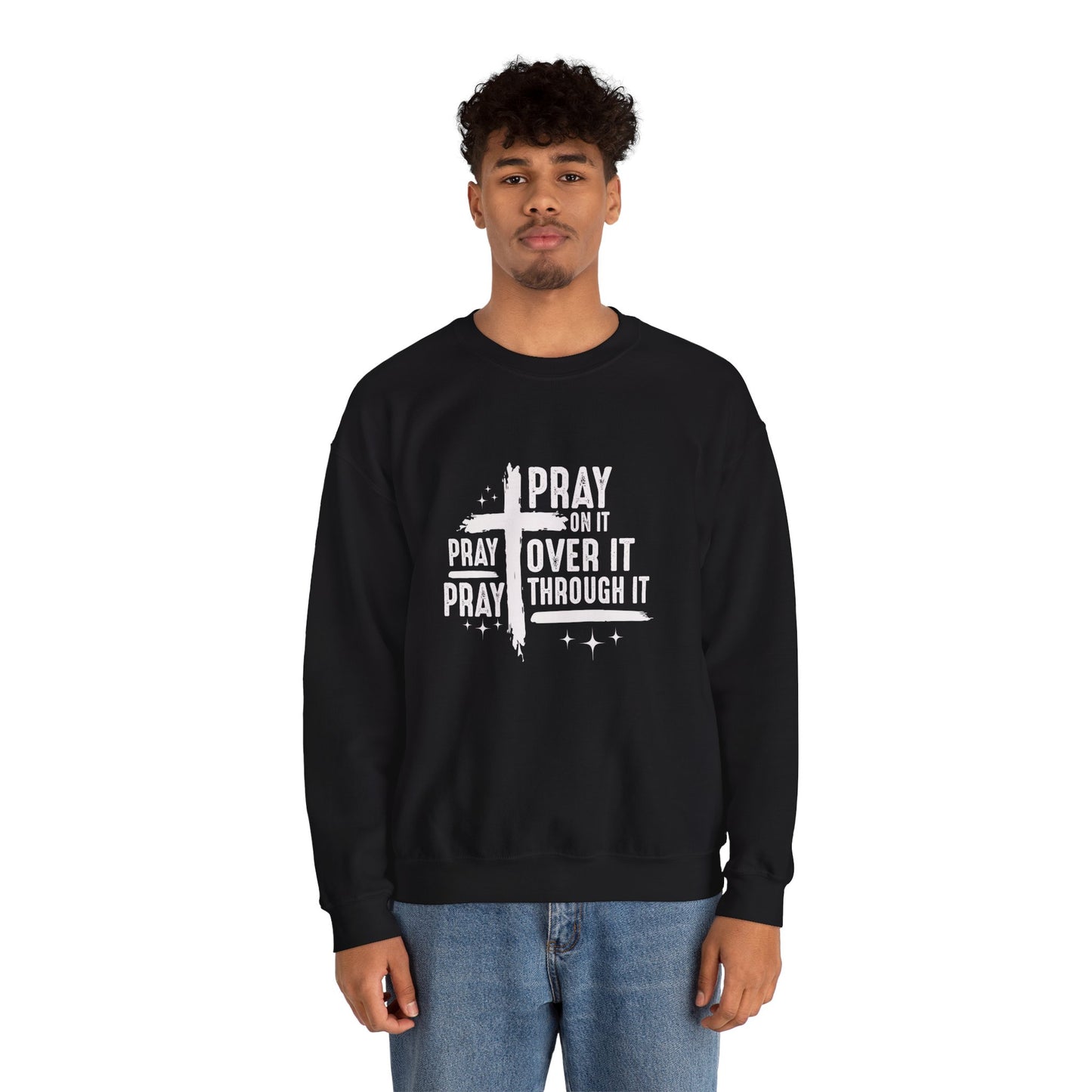 Faith-Inspired Unisex Crewneck Sweatshirt - 'Pray on it, Pray over it, Pray through it'
