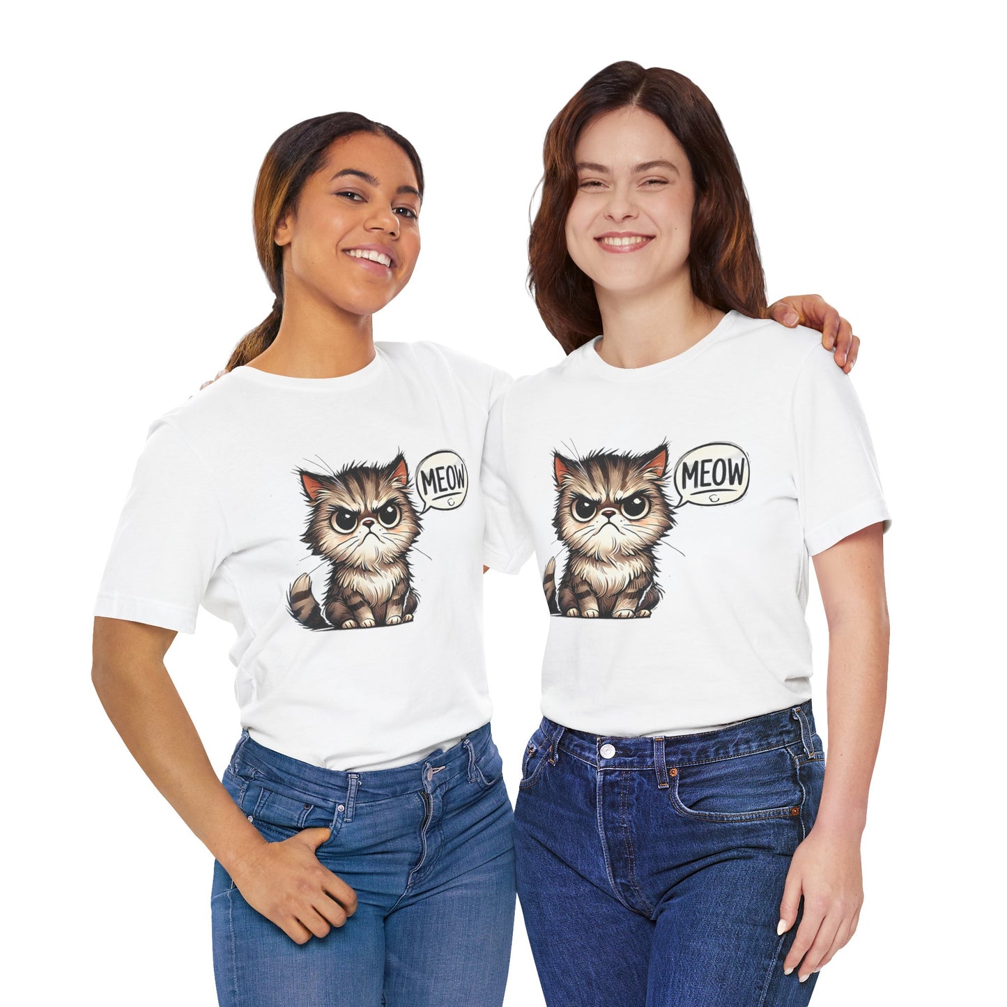 Cute Cat Meow Unisex Jersey Tee - Perfect Gift for Cat Lovers