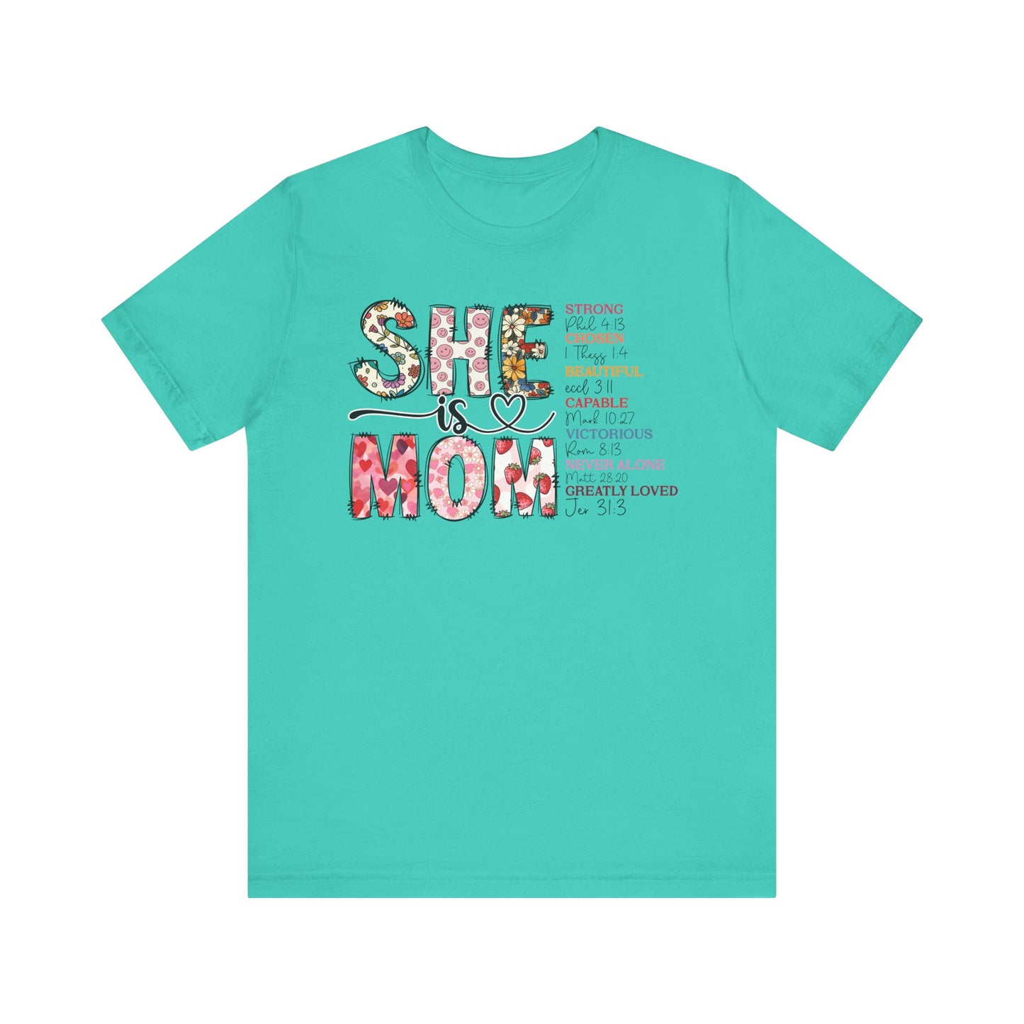 Empowering Unisex Mom Tee - "She is Mom" Floral Design