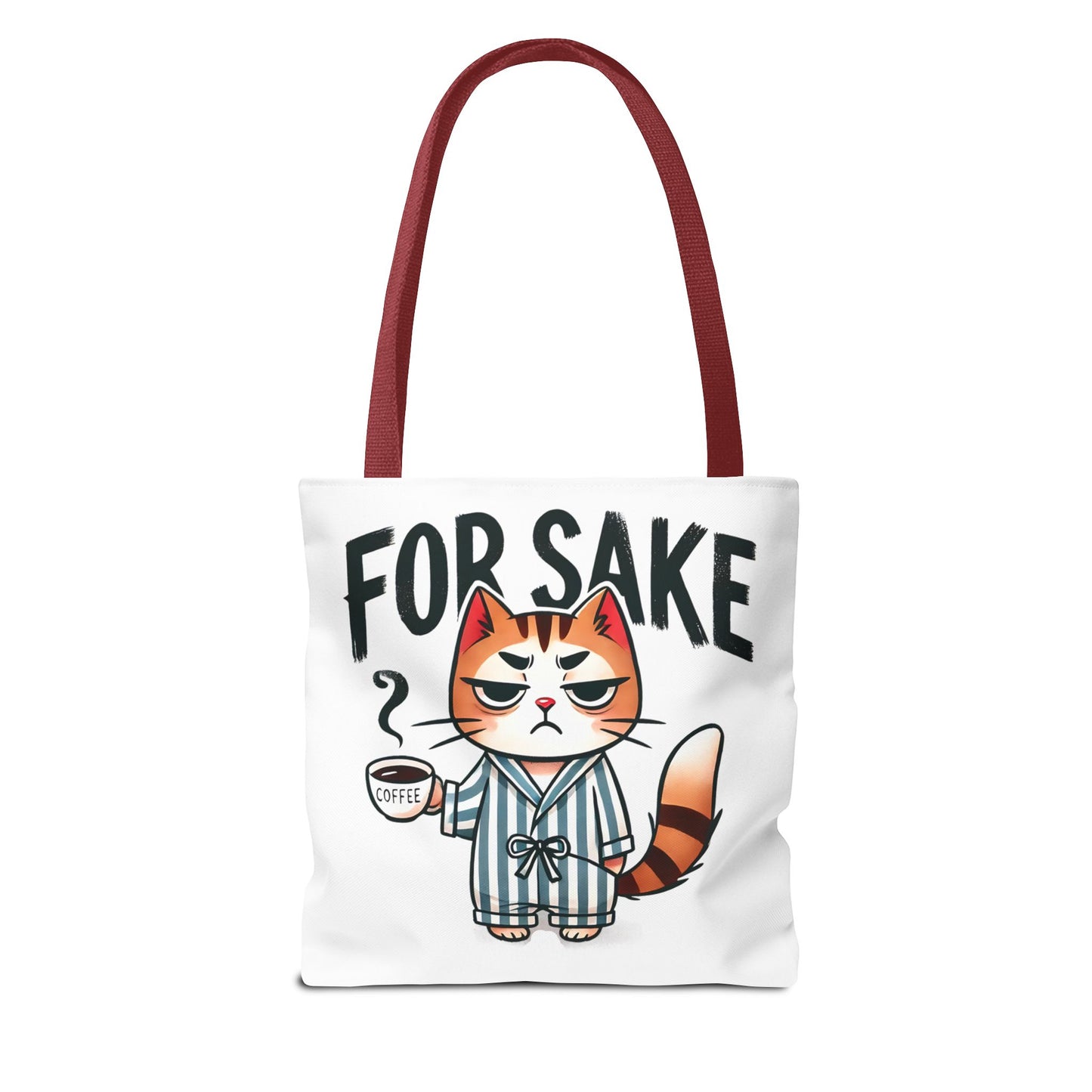 Funny Cat Coffee Tote Bag - 'For Sake' Design - Perfect Gift for Cat Lovers
