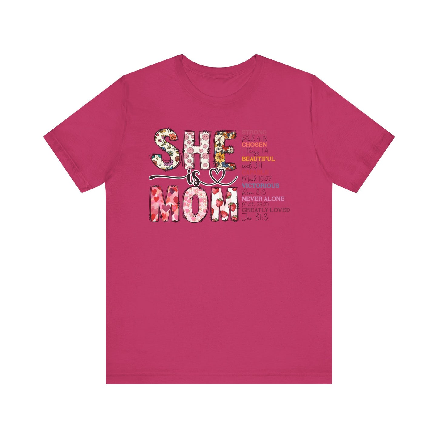 Empowering Unisex Mom Tee - "She is Mom" Floral Design