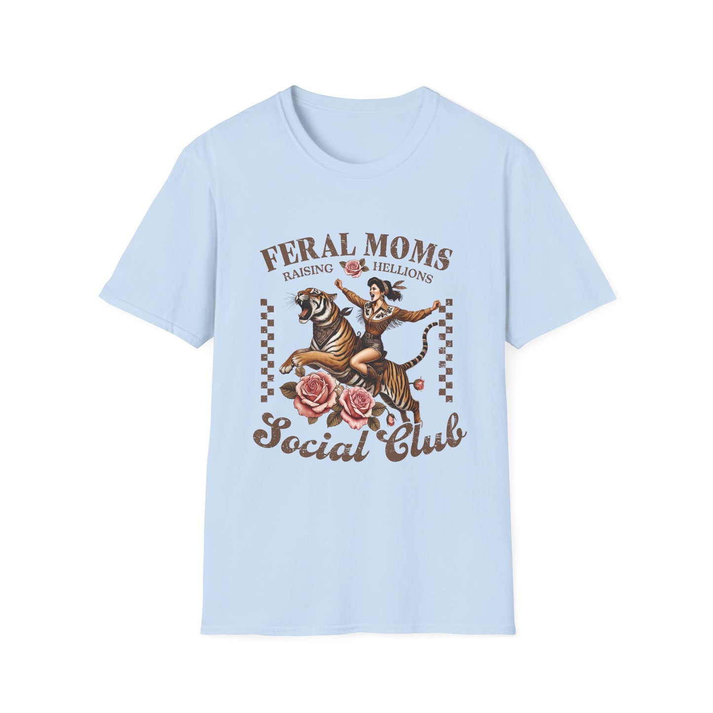 Feral Moms Social Club T‑Shirt — Raising Hellions Vintage Tattoo Floral Design