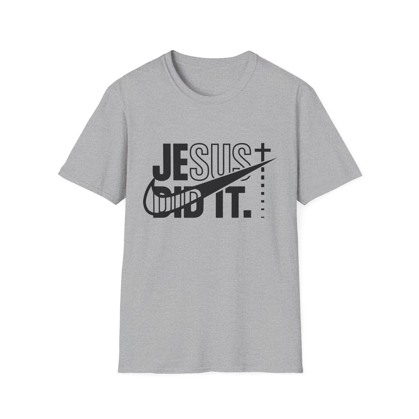 Jesus Did It T-Shirt — Christian Faith Graphic Tee (Jesus + Swoosh Design)