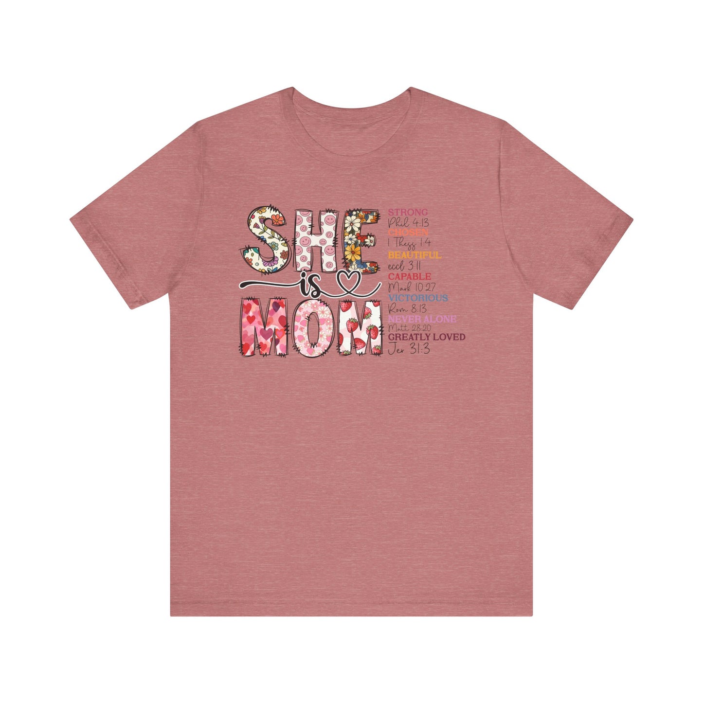 Empowering Unisex Mom Tee - "She is Mom" Floral Design