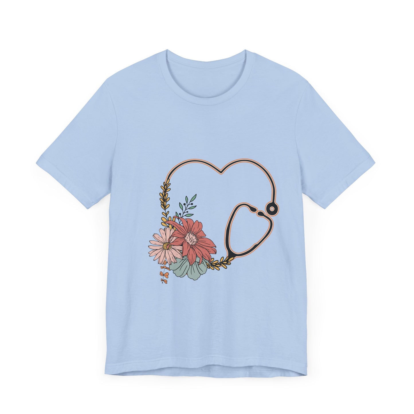 Floral Stethoscope Unisex Jersey Tee - Perfect Gift for Healthcare Workers
