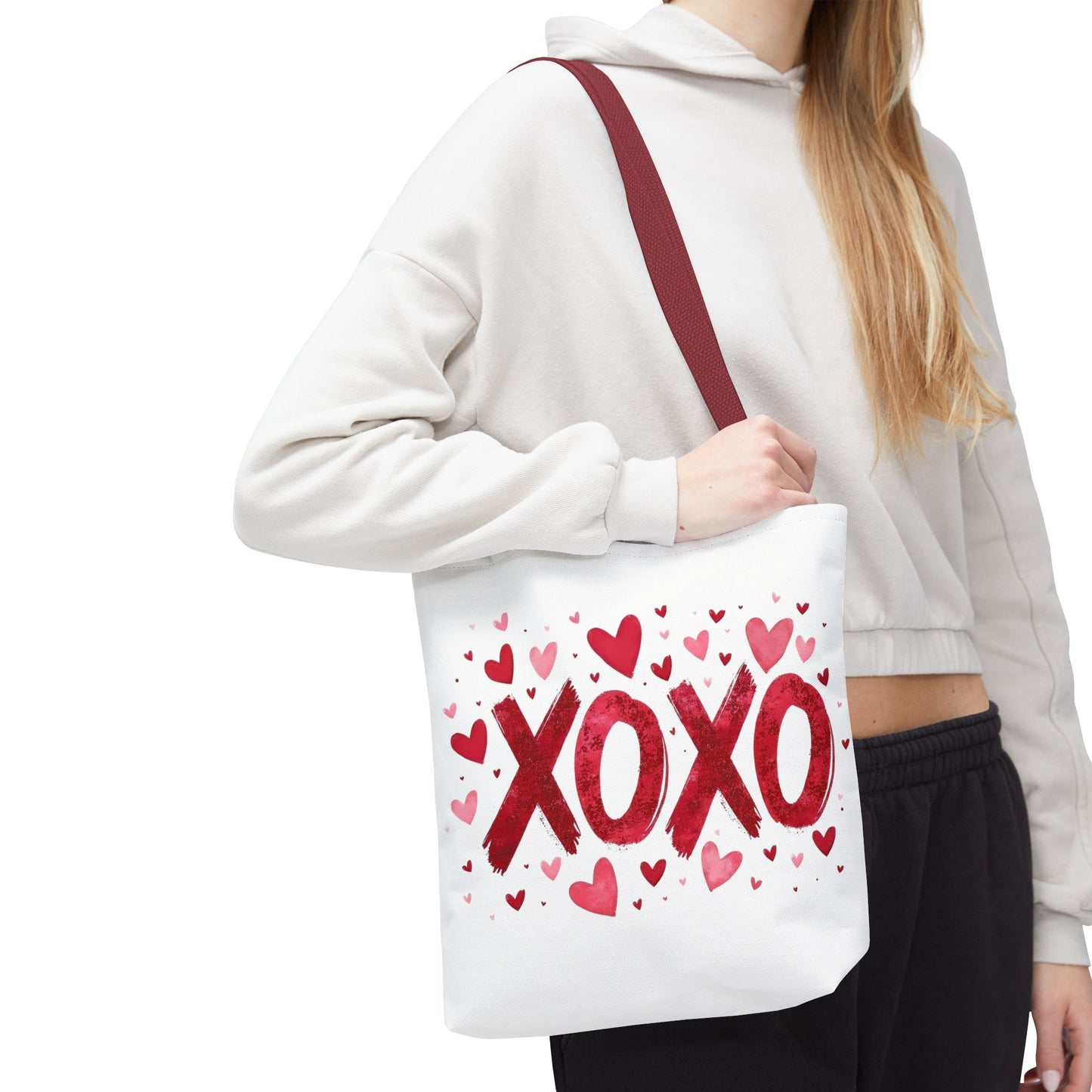 XOXO Hearts Tote Bag - Stylish Reusable Shopping Bag for Valentine's Day and Everyday Use