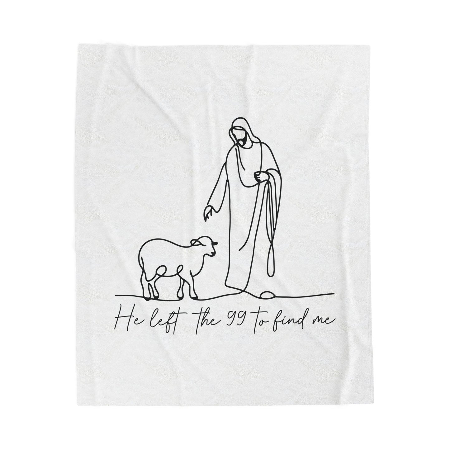 Plush Blanket — Minimalist Shepherd & Lamb "He left the 99 to find me" Christian Throw