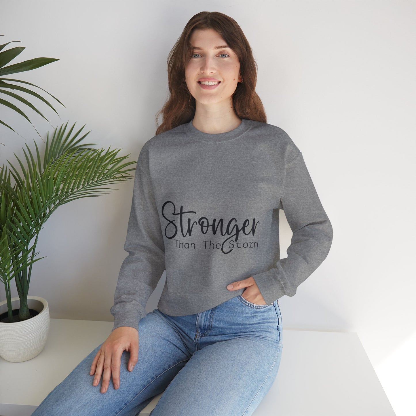 Stronger Than The Storm Unisex Heavy Blend Crewneck Sweatshirt | Cozy Casual Wear