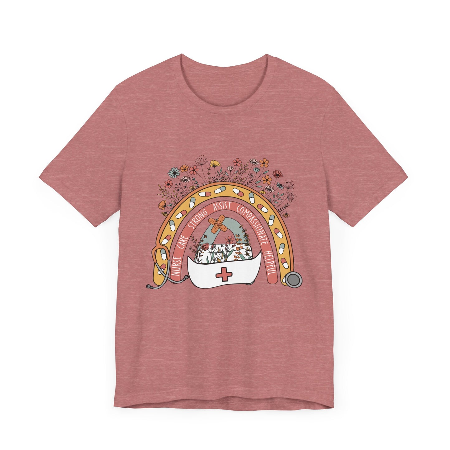 Floral Nurse Support Tee - Unisex Jersey Short Sleeve