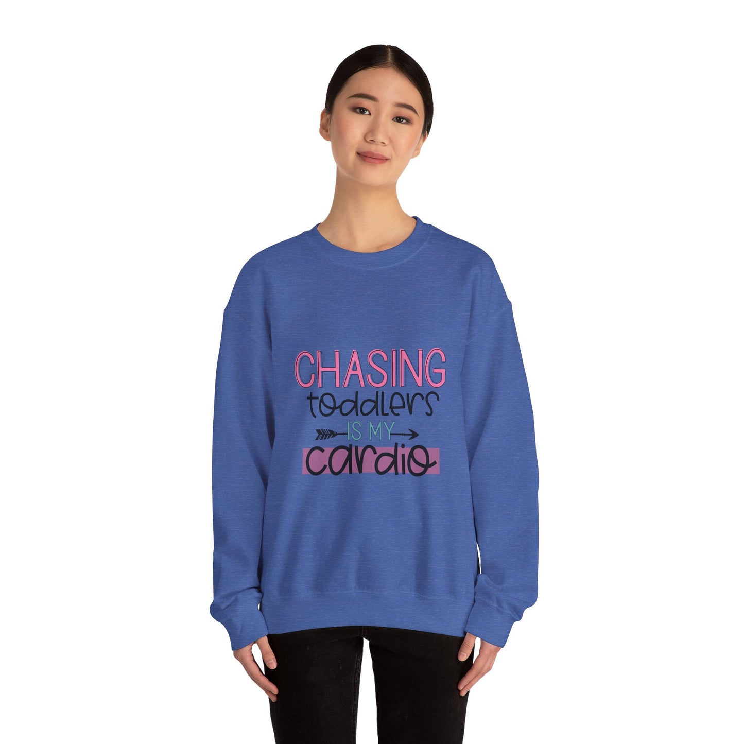 Chasing Toddlers Crewneck Sweatshirt | Funny Parenthood Apparel