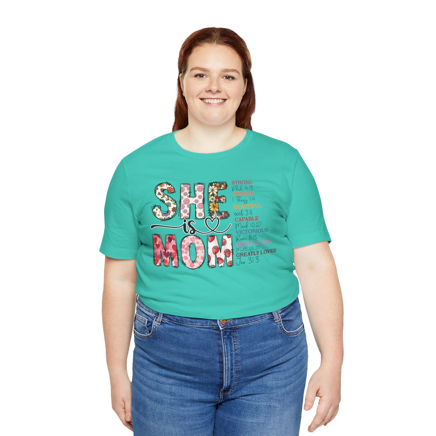 Empowering Unisex Mom Tee - "She is Mom" Floral Design