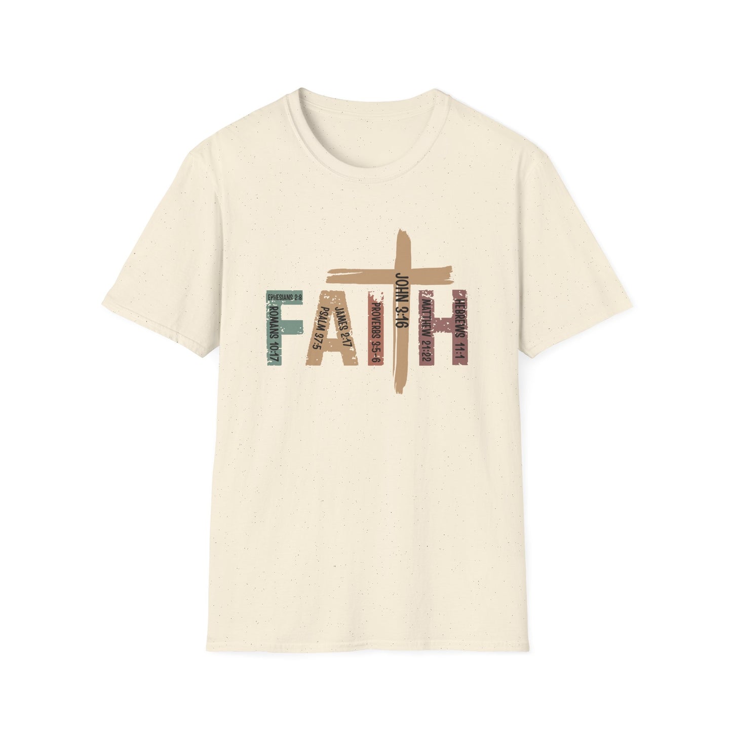Faith Cross T-Shirt — Rustic Multicolor Christian Tee
