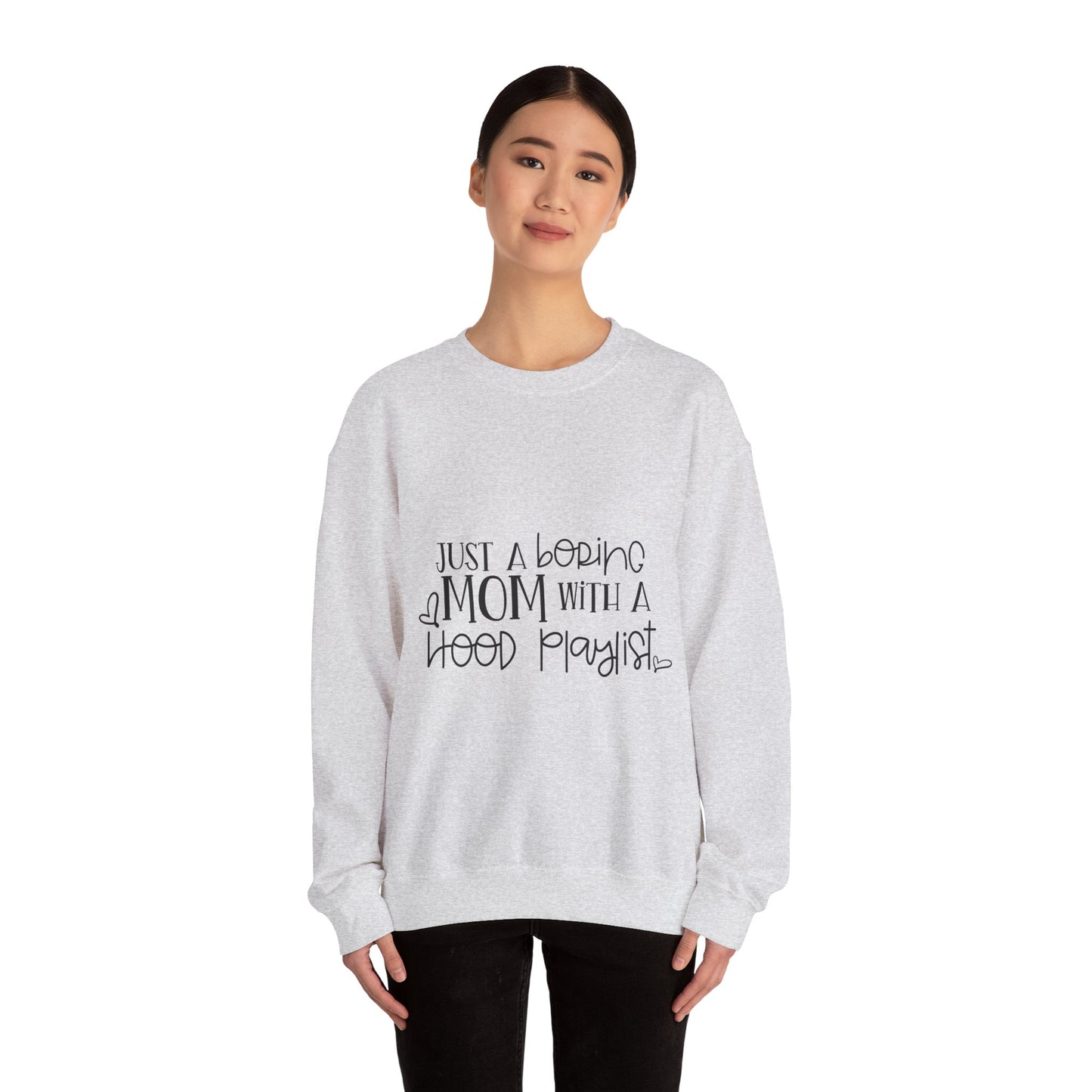 Just a Boring Mom with a Hood Playlist Sweatshirt - Unisex Heavy Blend™ Crewneck