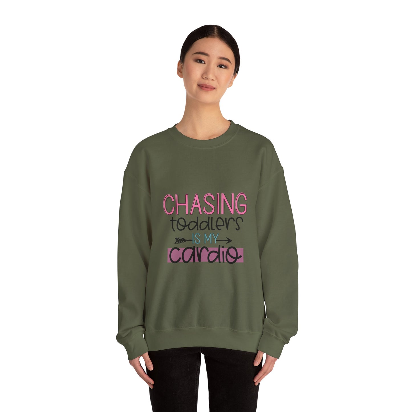 Chasing Toddlers Crewneck Sweatshirt | Funny Parenthood Apparel