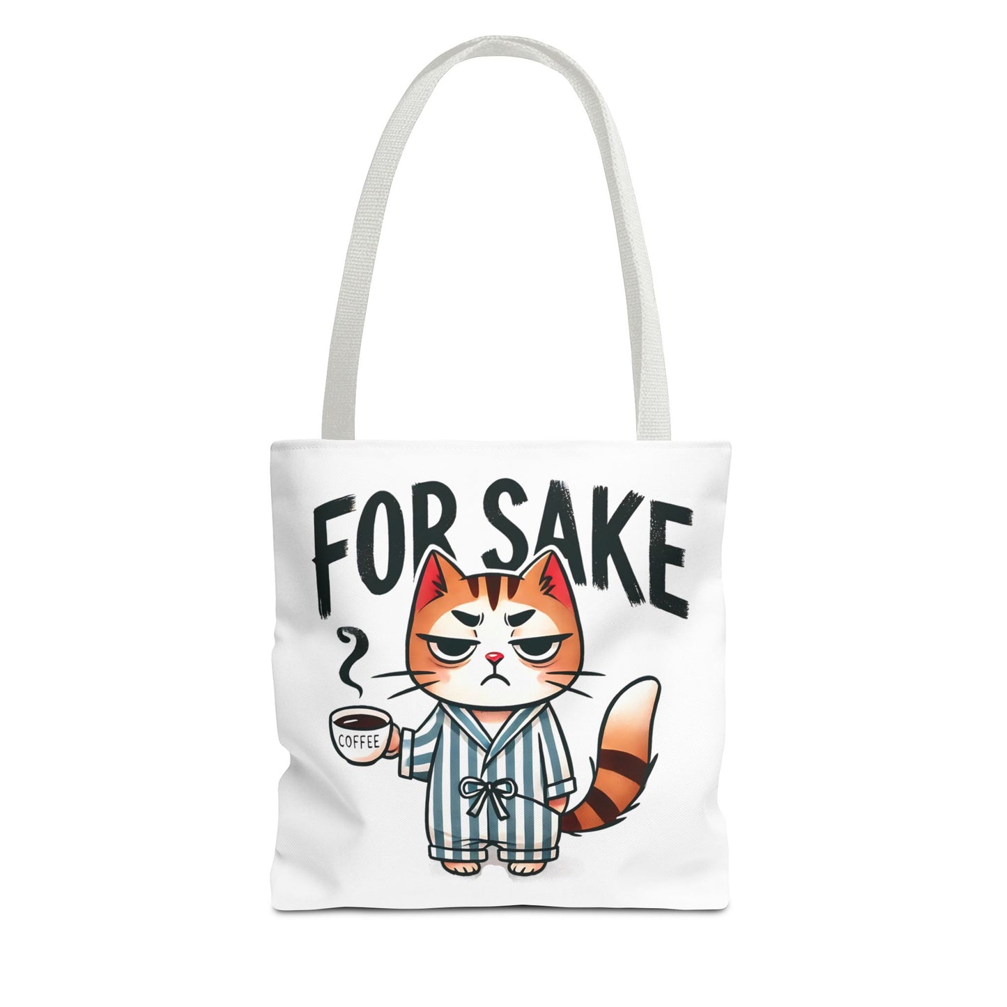 Funny Cat Coffee Tote Bag - 'For Sake' Design - Perfect Gift for Cat Lovers
