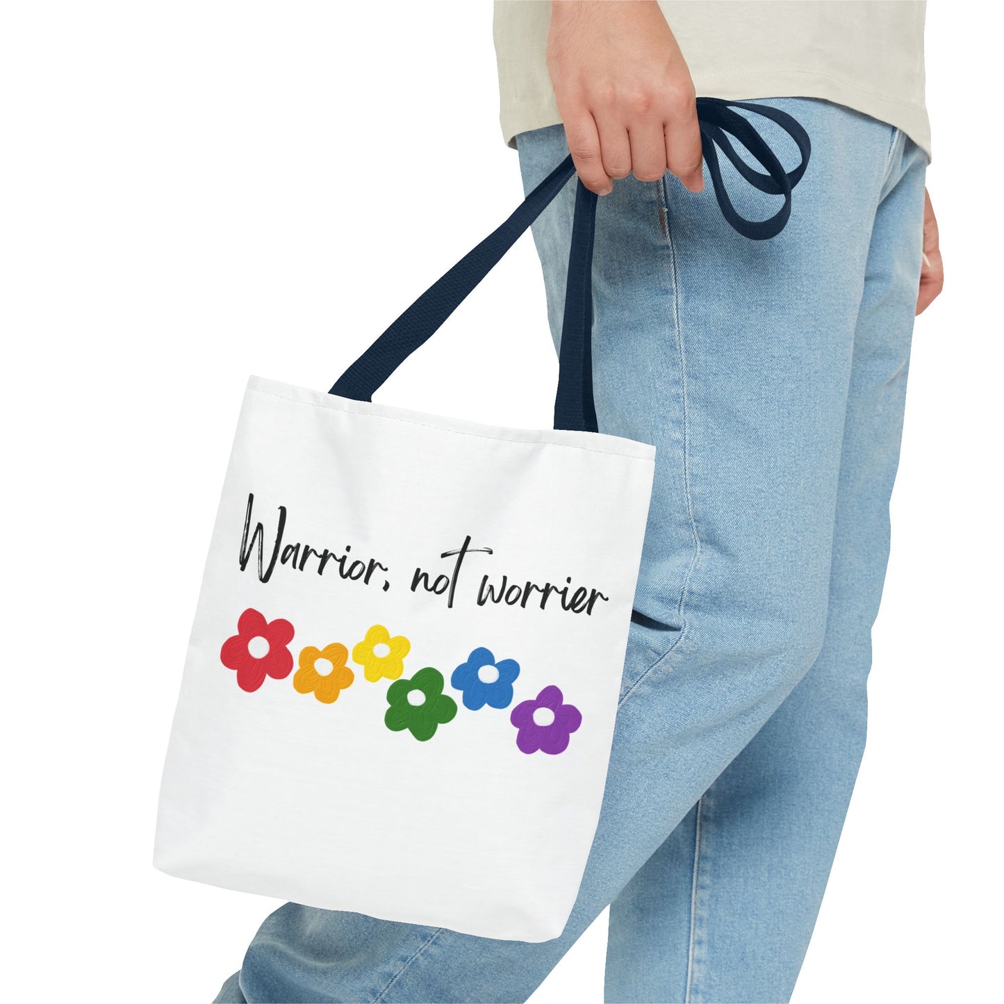 Warrior Not Worrier Floral Tote Bag