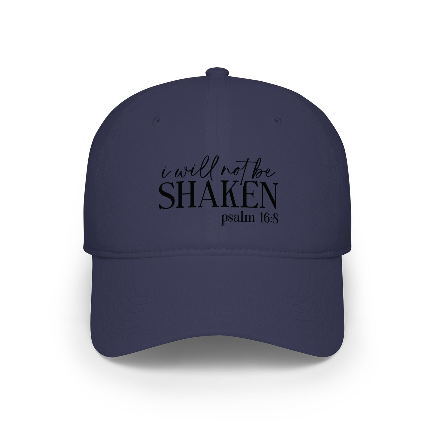 Baseball Cap — "I Will Not Be Shaken" Psalm 16:8 Christian Faith Hat