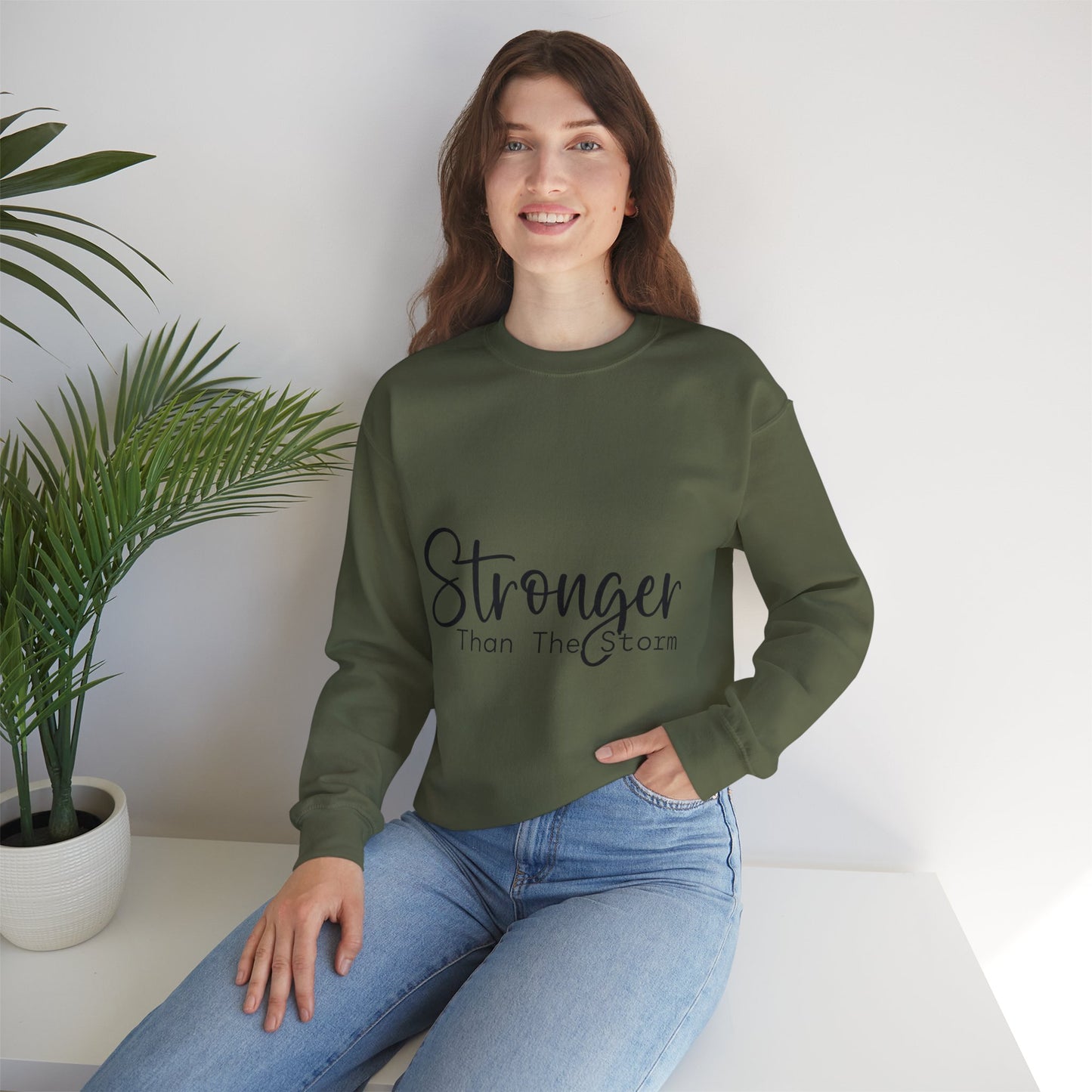 Stronger Than The Storm Unisex Heavy Blend Crewneck Sweatshirt | Cozy Casual Wear