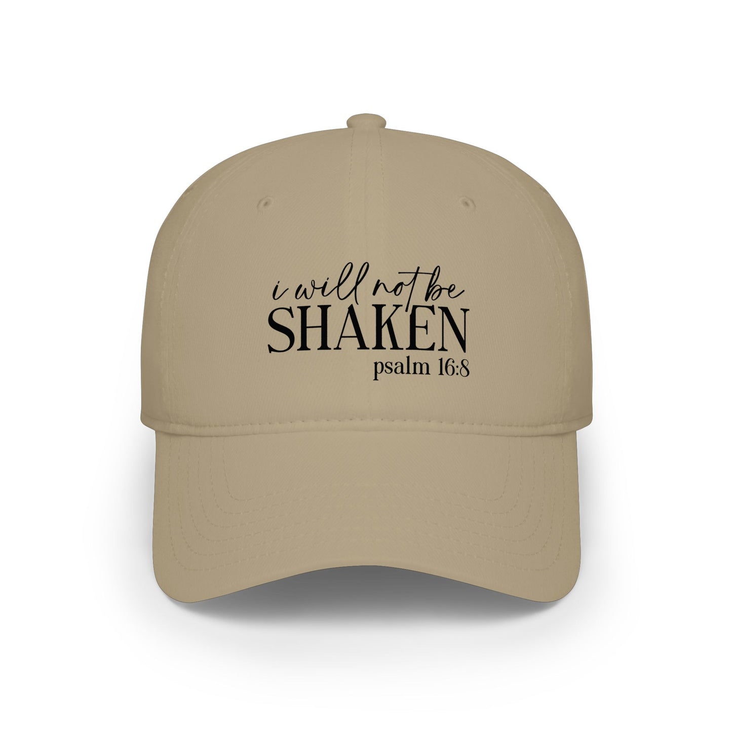 Baseball Cap — "I Will Not Be Shaken" Psalm 16:8 Christian Faith Hat