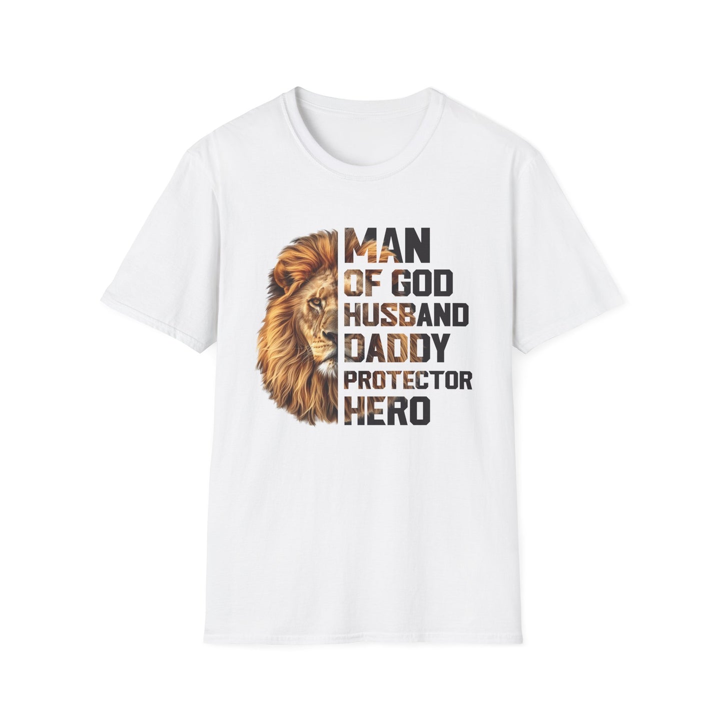 Faith-Inspired Unisex Softstyle T-Shirt - Man of God, Husband, Daddy, Protector, Father's Day Gift
