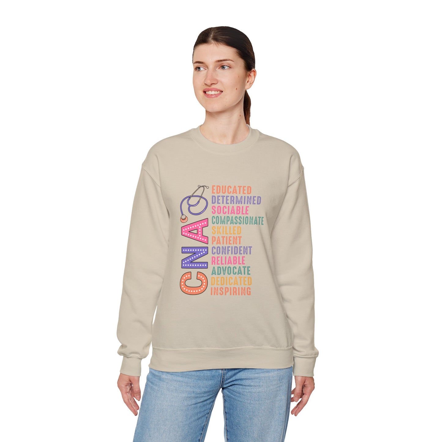 CNA Pride Crewneck Sweatshirt - Empowering Words for Caring Professionals