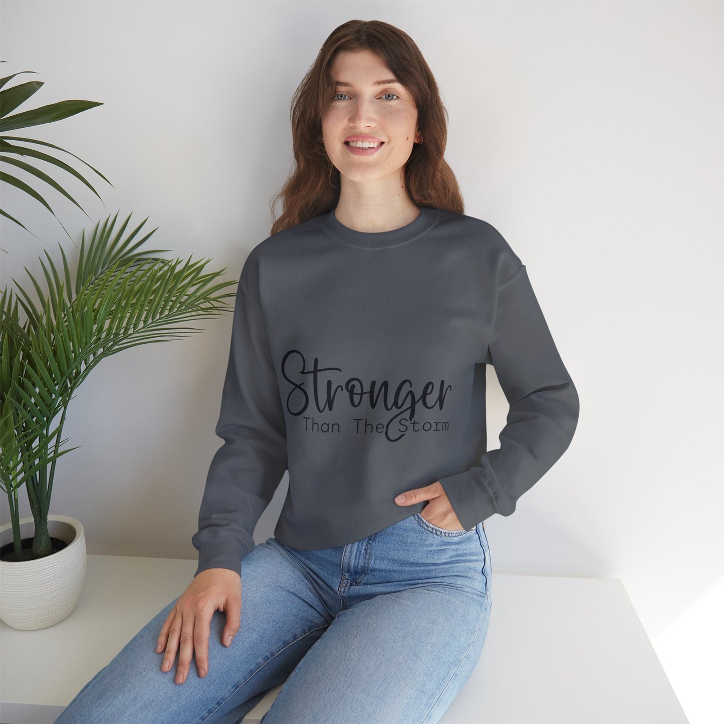 Stronger Than The Storm Unisex Heavy Blend Crewneck Sweatshirt | Cozy Casual Wear