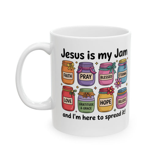 Christian Ceramic Mug - "Jesus is My Jam" Inspirational Coffee Cup