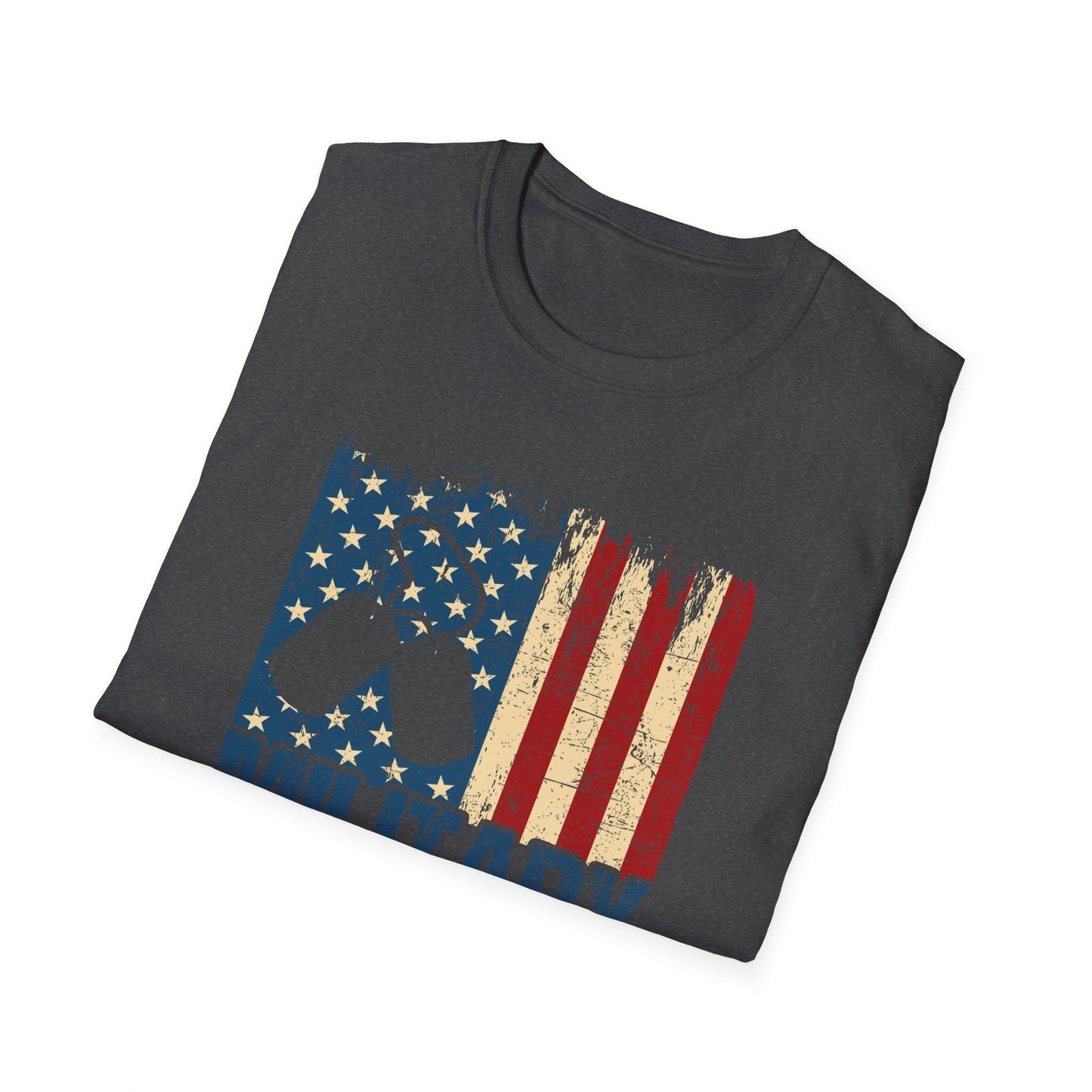 Military Mom T-Shirt – Distressed American Flag & Dog Tag Patriotic Tee