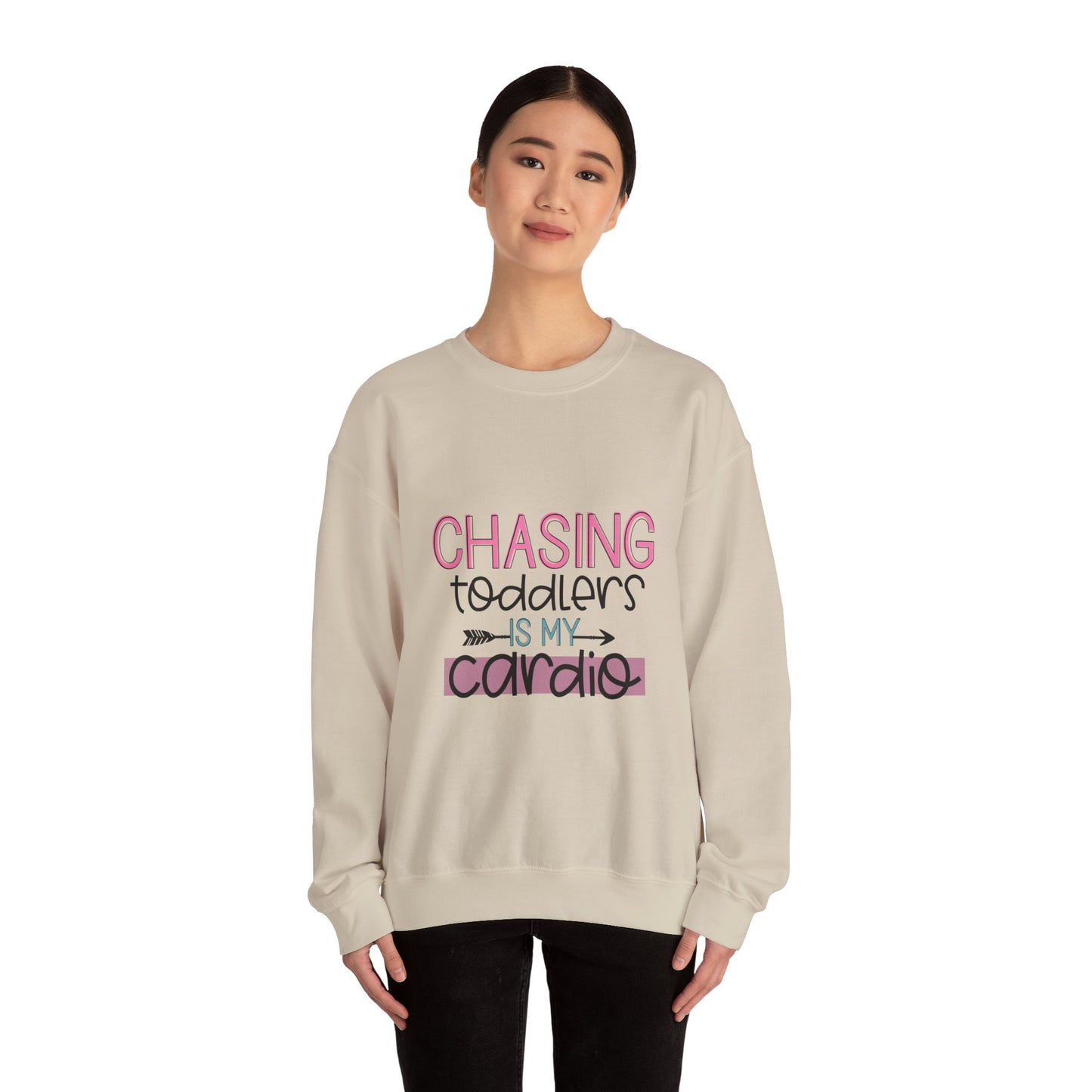 Chasing Toddlers Crewneck Sweatshirt | Funny Parenthood Apparel