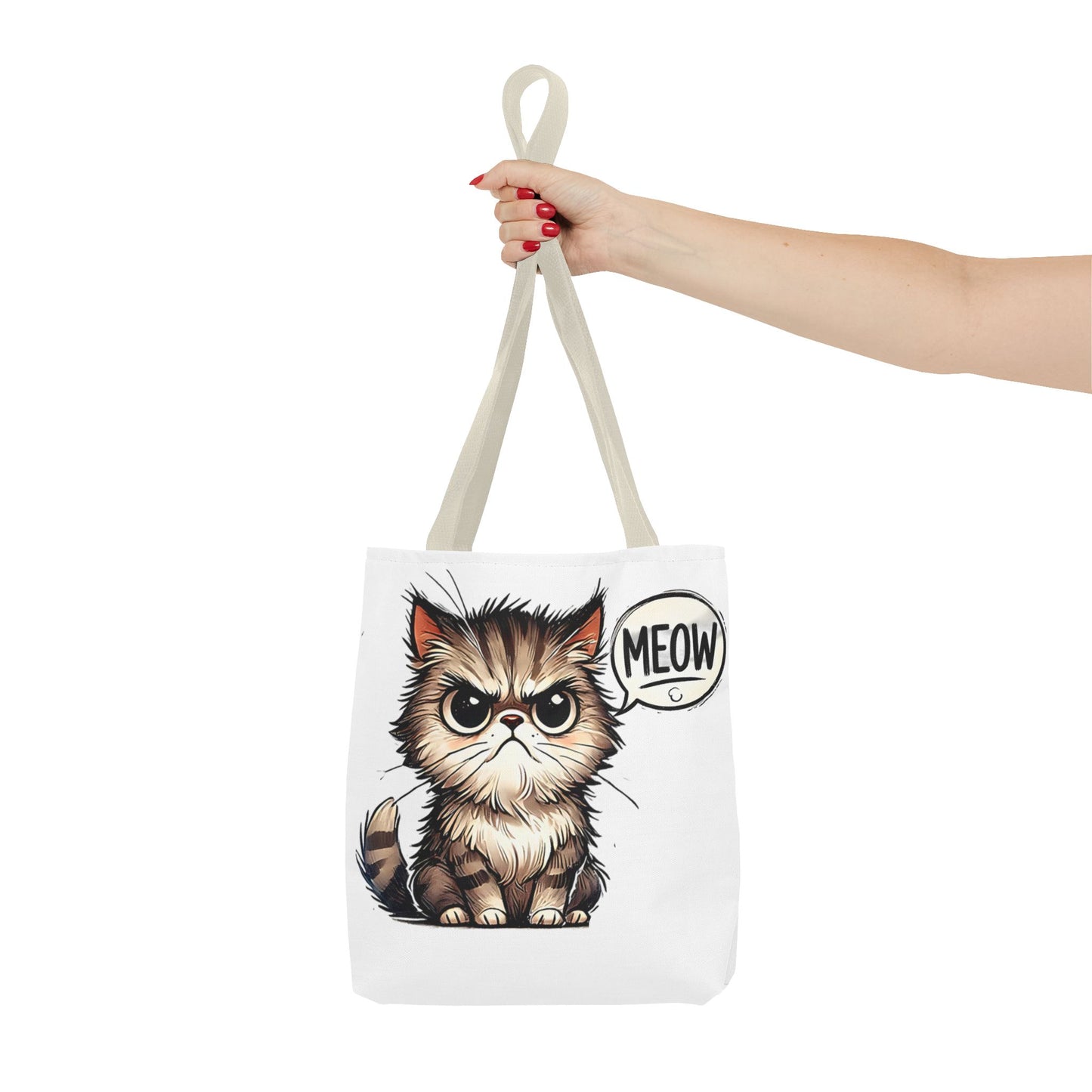 Adorable Cat Print Tote Bag - 'Meow' Design for Cat Lovers