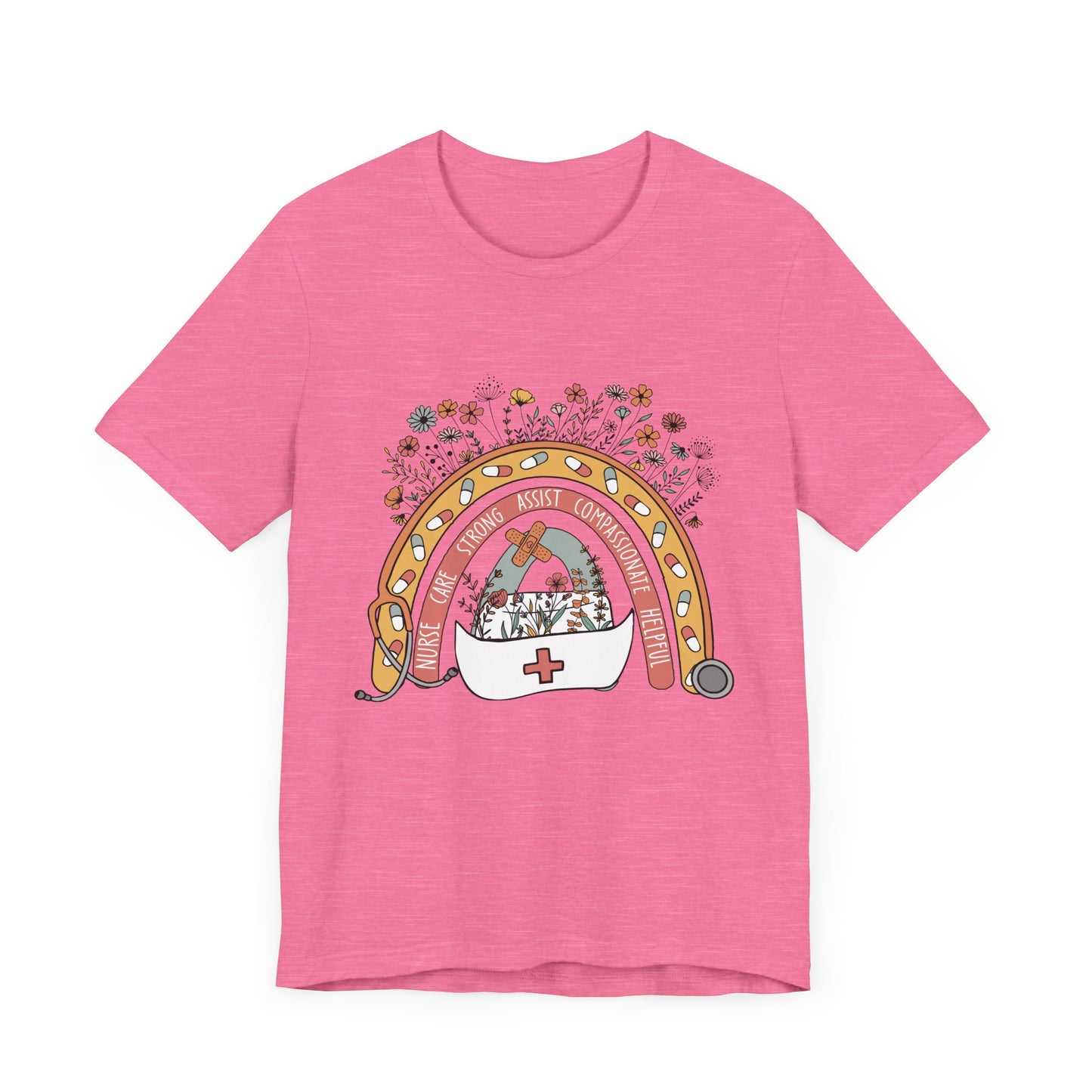 Floral Nurse Support Tee - Unisex Jersey Short Sleeve