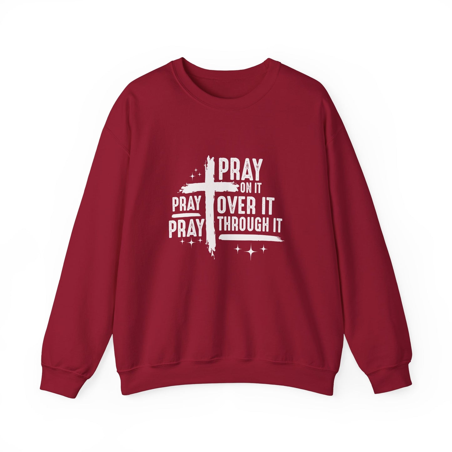 Faith-Inspired Unisex Crewneck Sweatshirt - 'Pray on it, Pray over it, Pray through it'