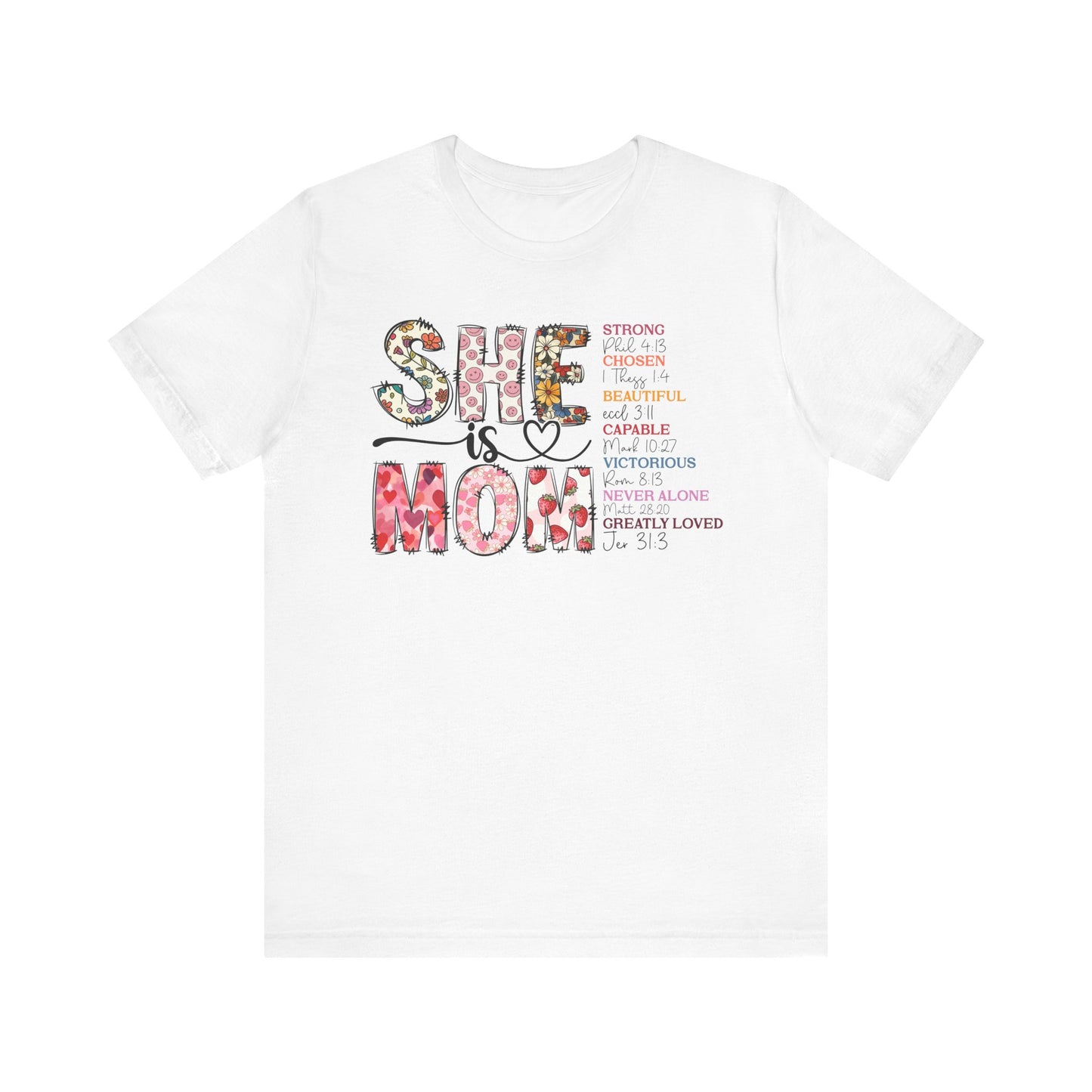 Empowering Unisex Mom Tee - "She is Mom" Floral Design