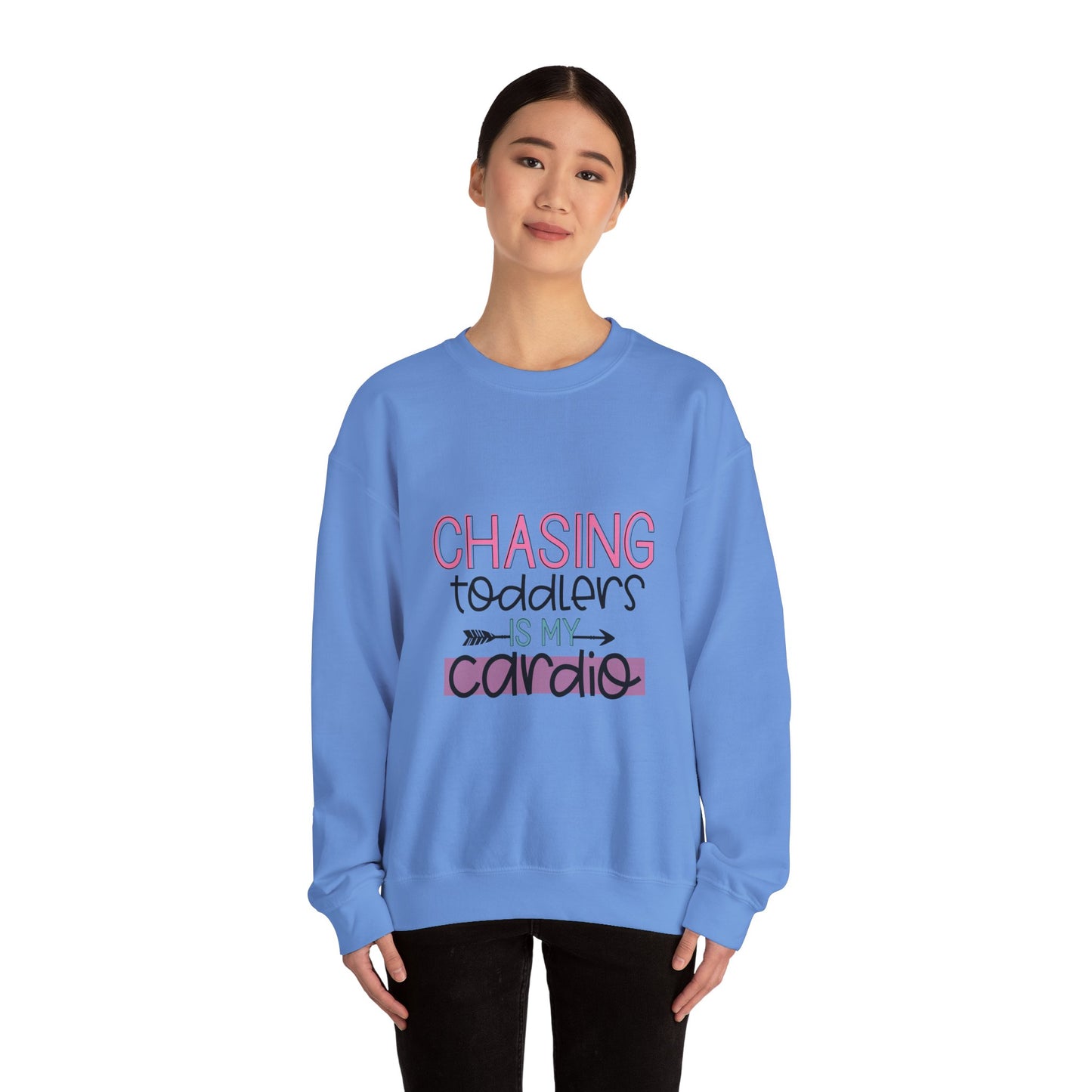 Chasing Toddlers Crewneck Sweatshirt | Funny Parenthood Apparel