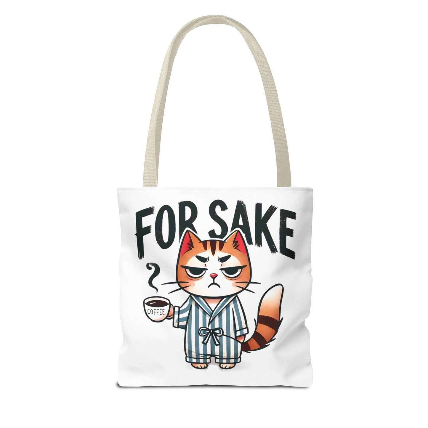 Funny Cat Coffee Tote Bag - 'For Sake' Design - Perfect Gift for Cat Lovers