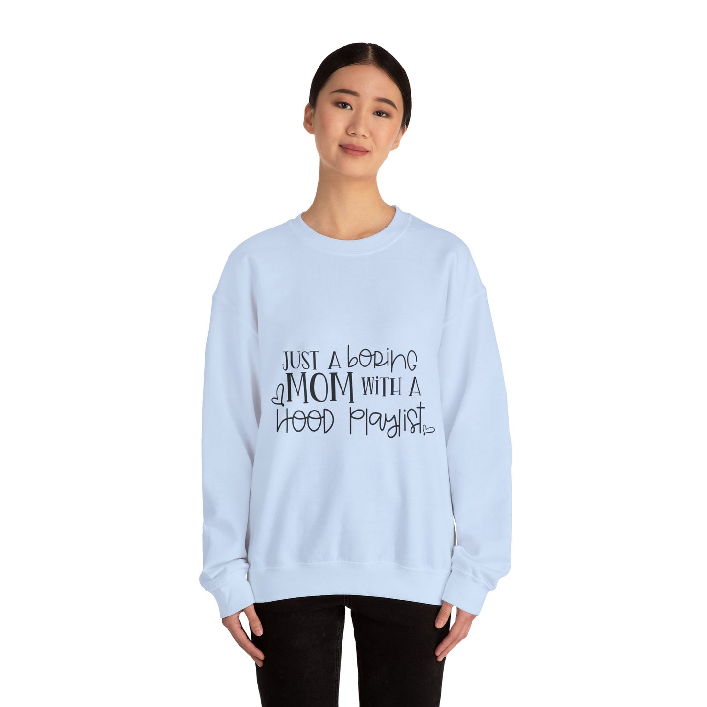 Just a Boring Mom with a Hood Playlist Sweatshirt - Unisex Heavy Blend™ Crewneck