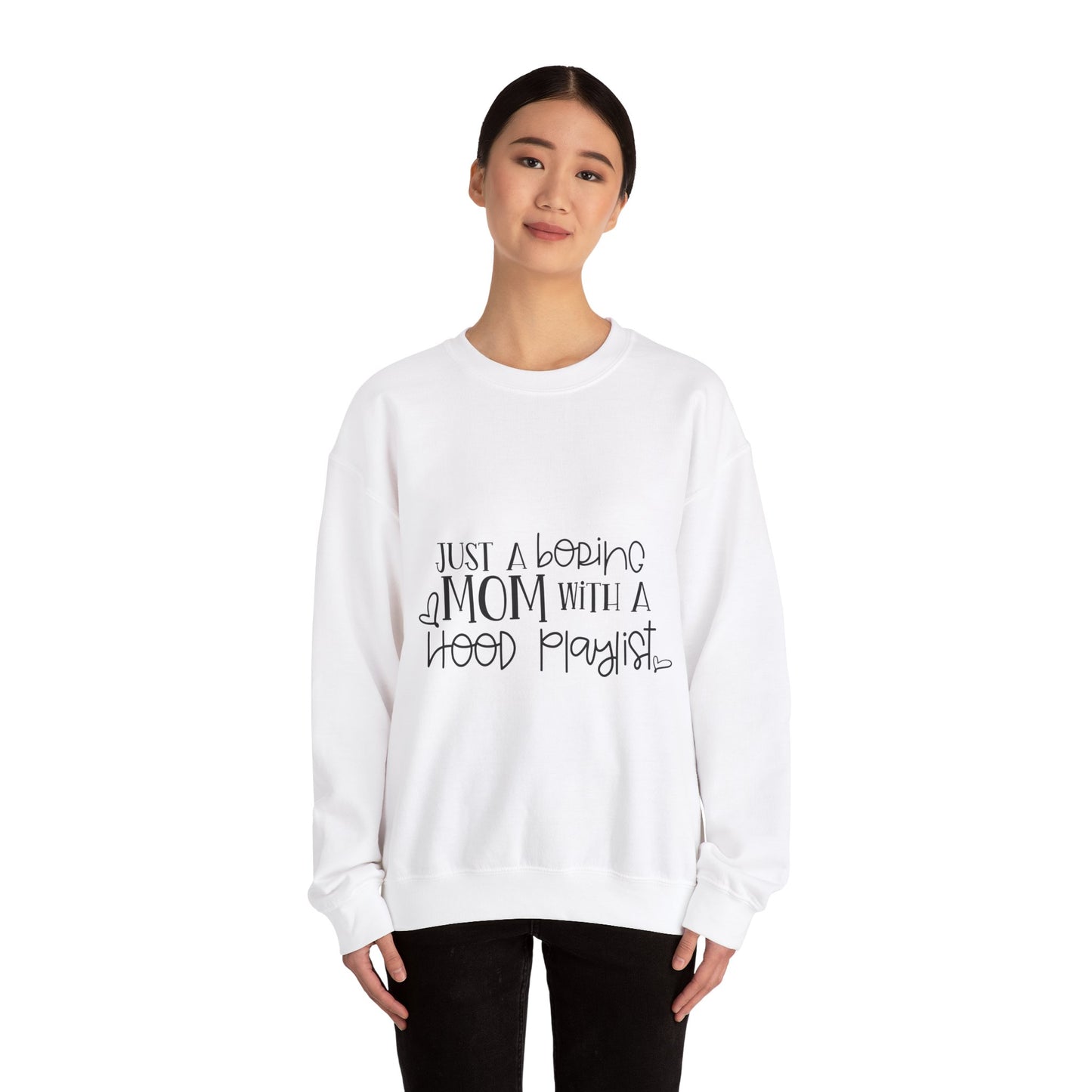 Just a Boring Mom with a Hood Playlist Sweatshirt - Unisex Heavy Blend™ Crewneck