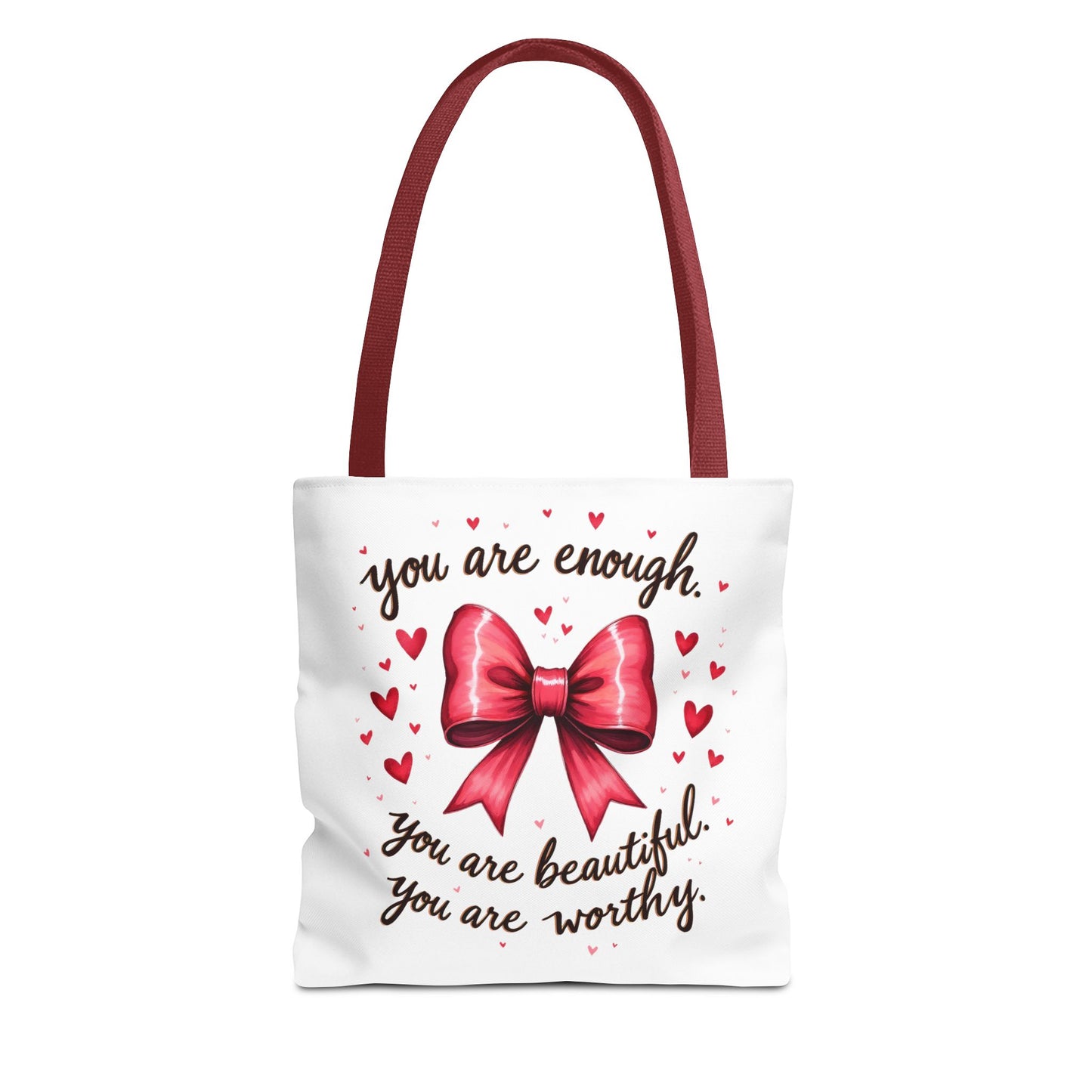 You Are Enough Tote Bag - Inspirational Bow Design for Empowerment and Self-Love