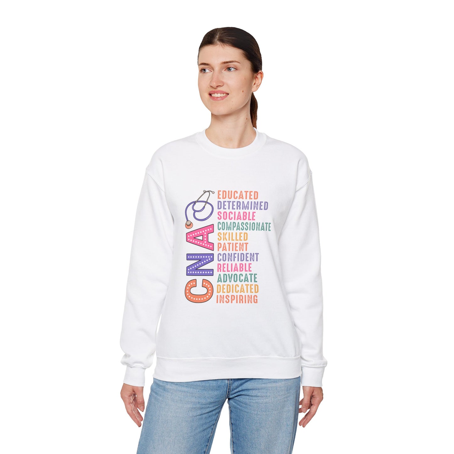 CNA Pride Crewneck Sweatshirt - Empowering Words for Caring Professionals