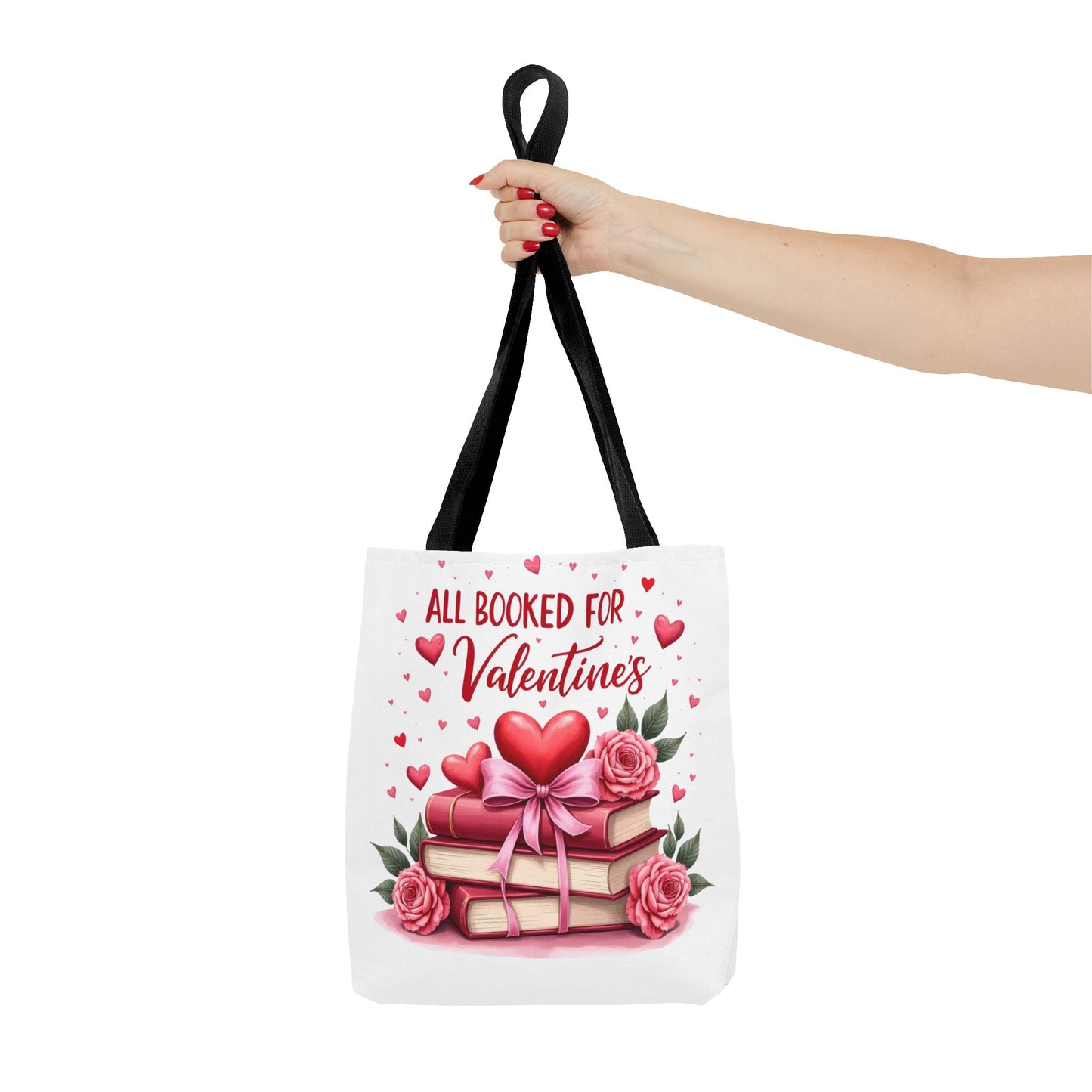 Valentine's Day Tote Bag - 'All Booked for Valentine's' with Floral Design