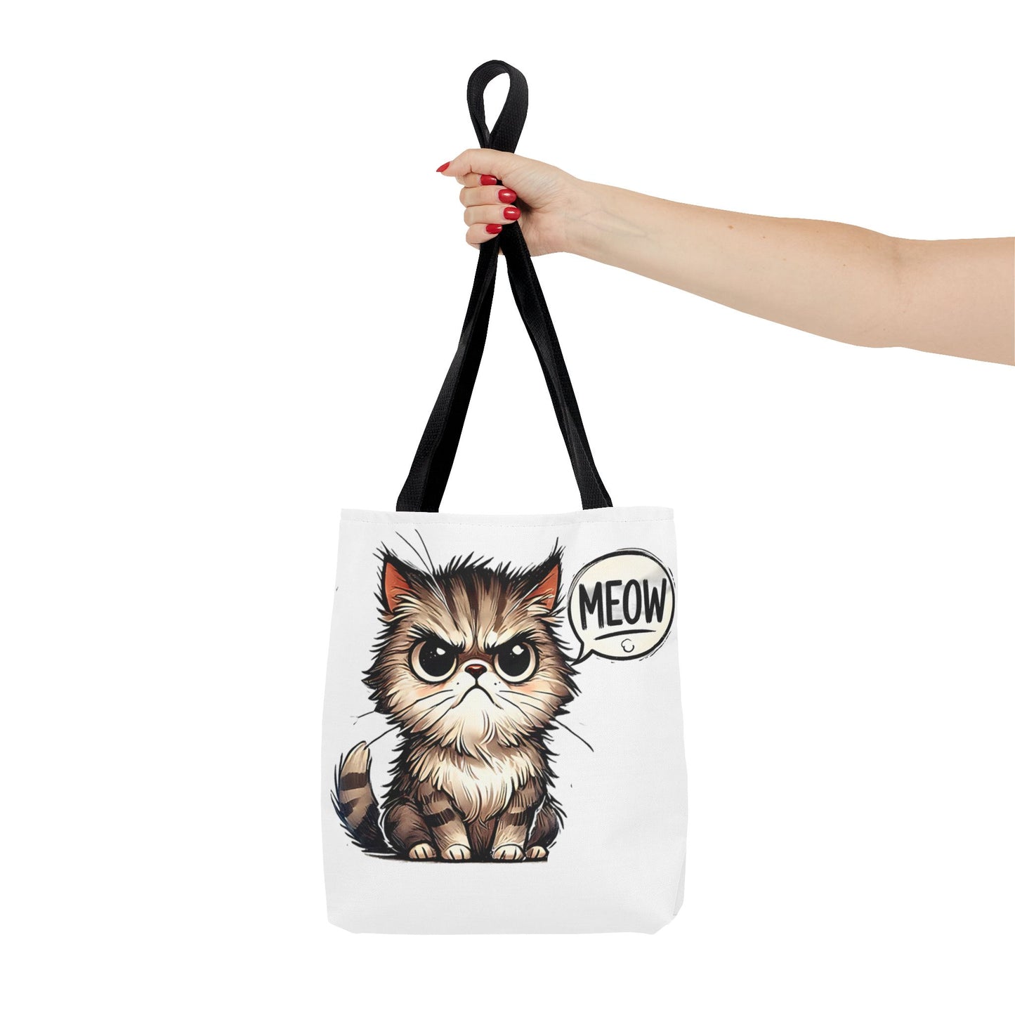 Adorable Cat Print Tote Bag - 'Meow' Design for Cat Lovers